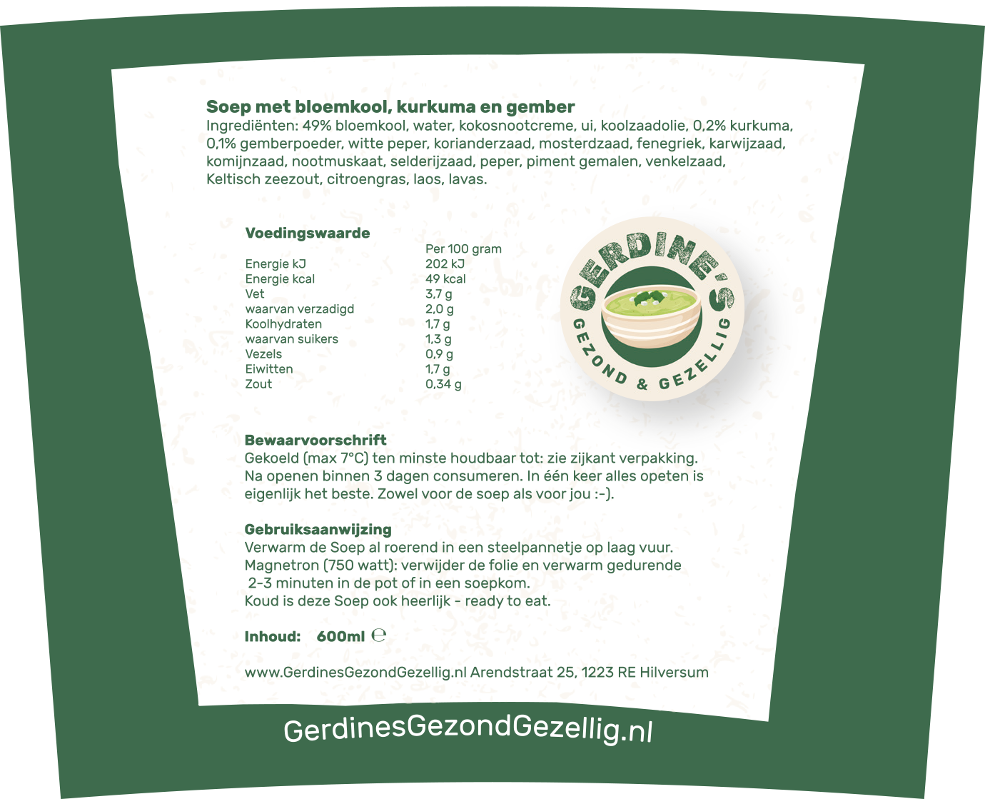 Gerdine's Bloemkool kurkuma & gember Soep - Gerdine's Gezond & Gezellig